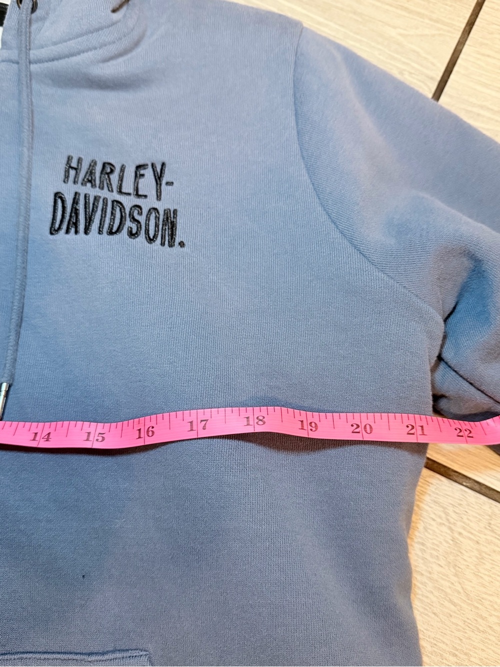 Harley-Davidson Women’s Sherpa-Lined Zip Hoodie Blue Embroidered Wings Full Zip - Picture 12 of 13